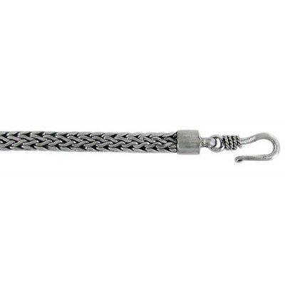 4mm Flat Bali Chain Bracelet, 7.5" Length, Sterling Silver